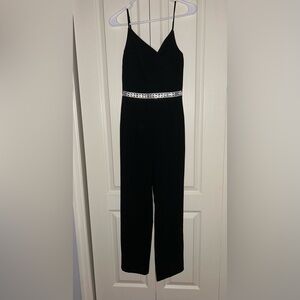 Emerald Sundae Black Jumpsuit with Gemstone Belt